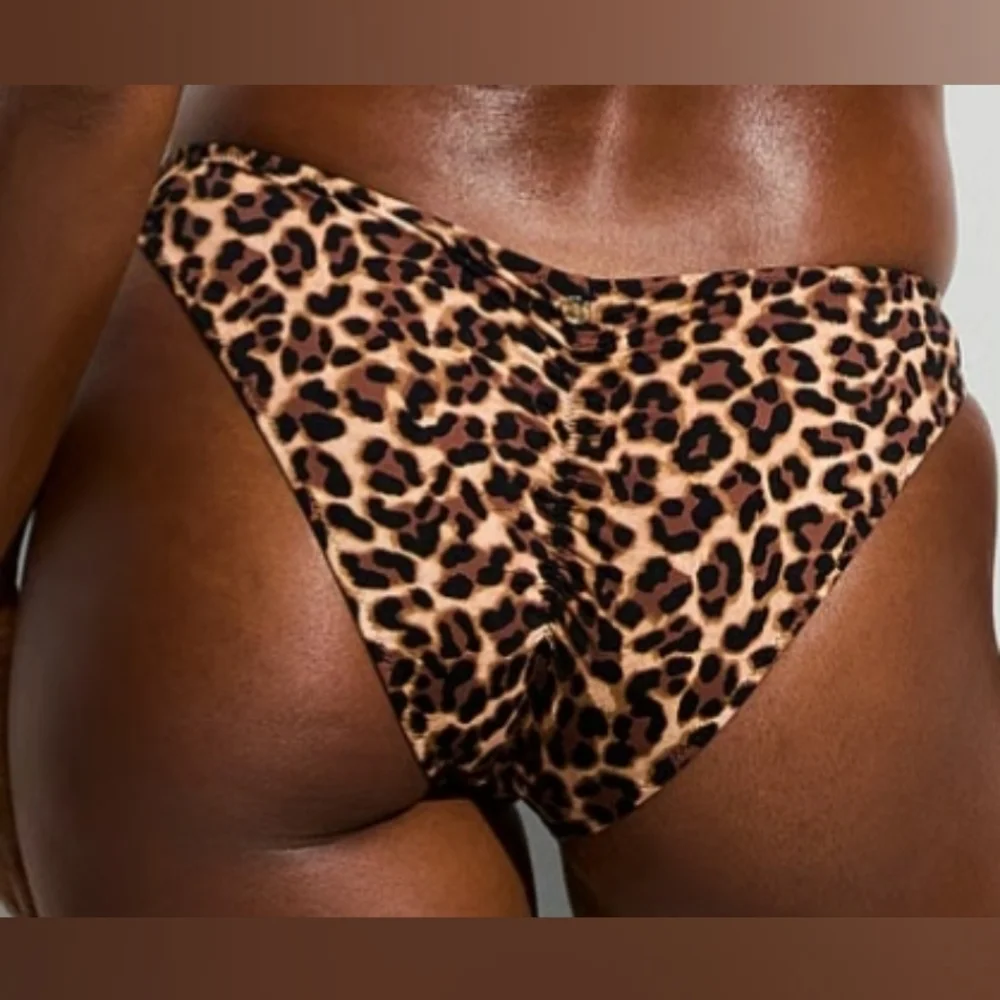 XXL VS Swim Ruched Cheeky Bikini Bottom True Cat Leopard